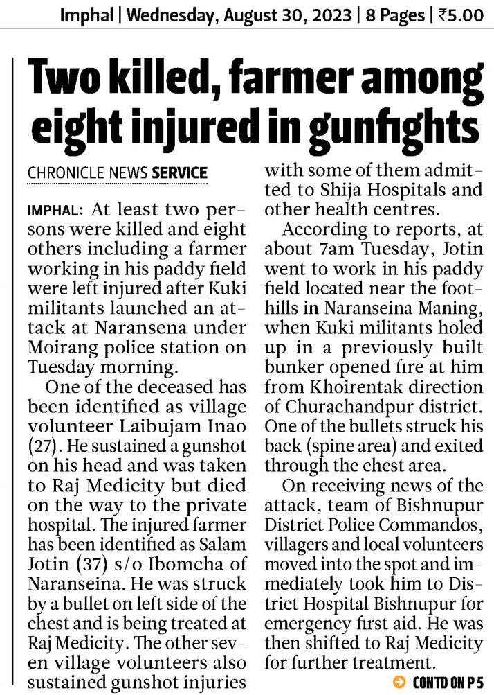 🇮🇳🇮🇳Farmers are the backbones of the Nation.🇮🇳🇮🇳🇮🇳

I am devastated and shocked by the news of the  attack masterminded by kuki terrorist. , specifically aimed at innocent #meitei #farmers using high-caliber sniper rifles, resulting in one farmer being critically wounded. This