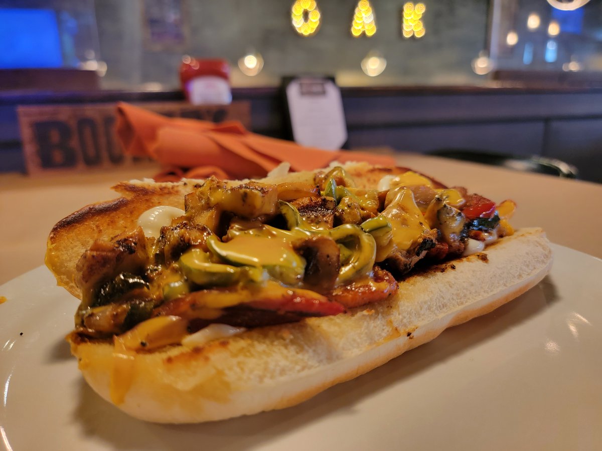 Chesterland Lunch Special

Chicken Philly Sandwich - Grilled Chicken on a Toasted Hoagie Roll with Mayo topped with Mushrooms, Red Bell and Poblano Peppers, Onions and American Cheese served with your choice of a Smokin Scratch Made Side and a Pickle - $14.75

Follow the Smoke