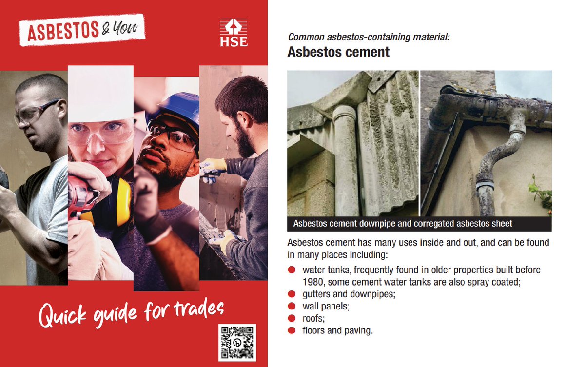 H_S_E's tweet image. Look familiar? Asbestos cement and corrugated asbestos sheet was commonly used for properties built before the year 2000. Download the Quick Guide for trades for more examples and information on training needed to work on this material workright.campaign.gov.uk/download/5466/…