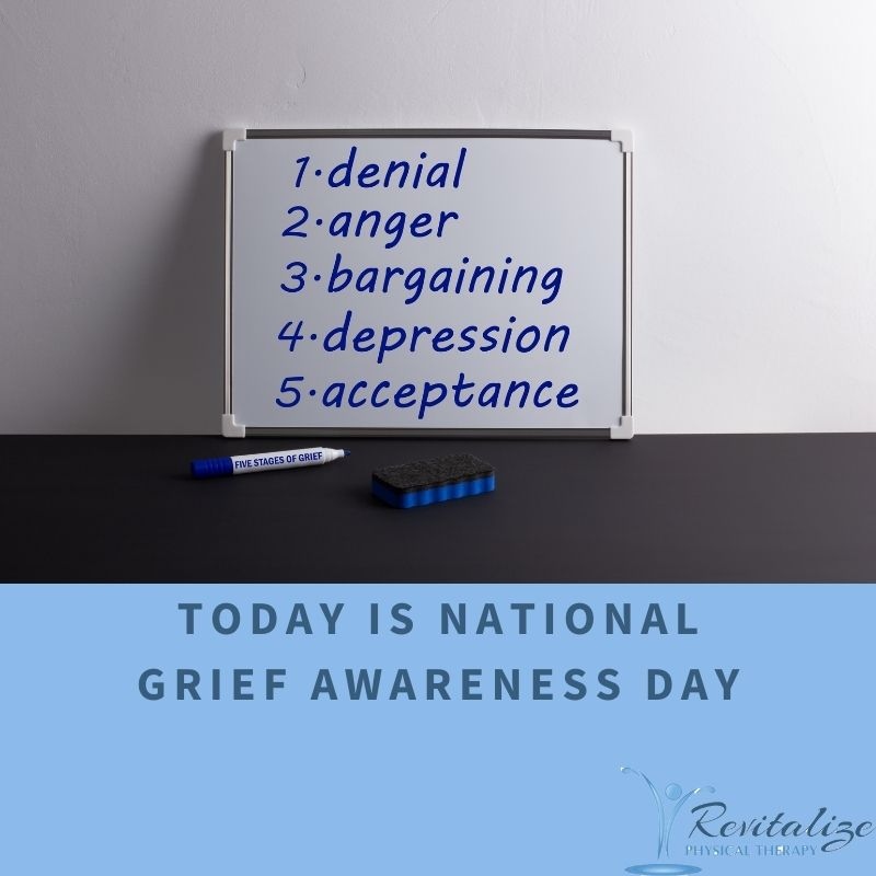 RivaPreil's tweet photo. Today is National Grief Awareness Day, an appropriate time to review Dr. Elisabeth Kübler-Ross’s five stages of grief. A simple, “Thinking about you and sending love” text can go a long way. https://t.co/UA97ZtJPPK