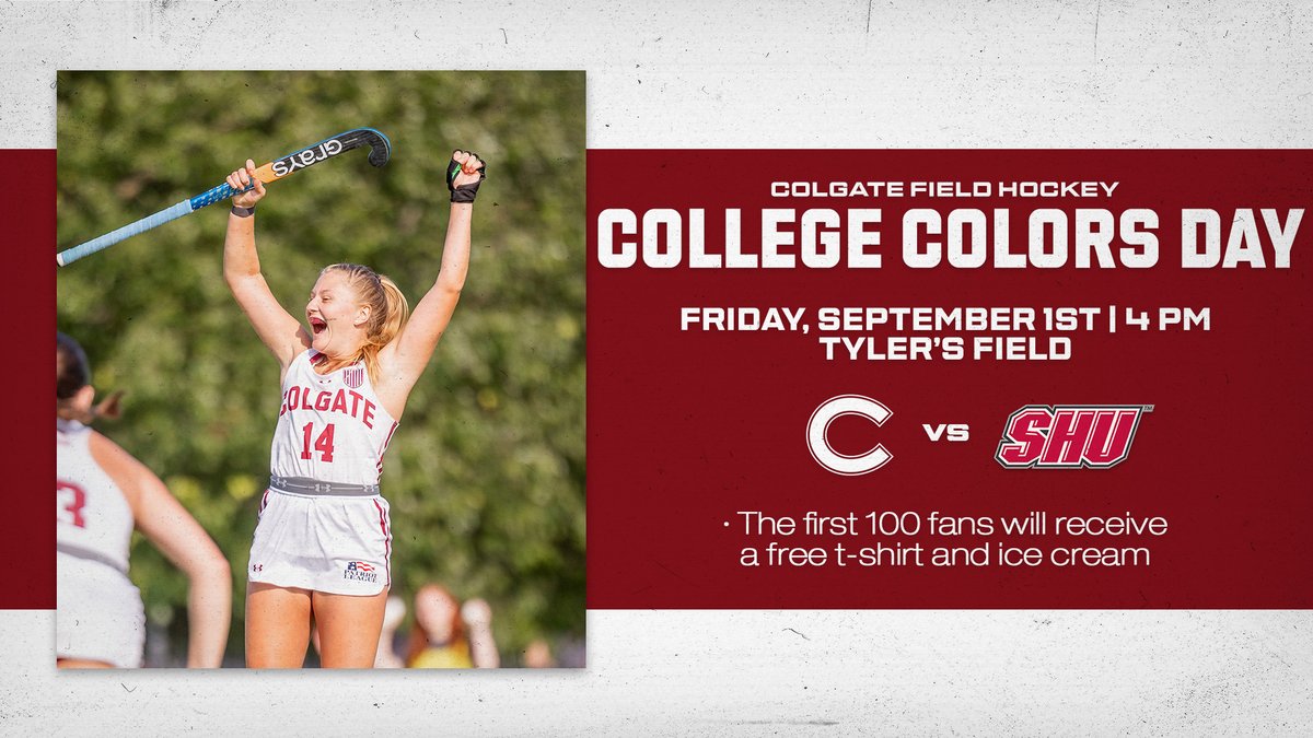 ColgateFH's tweet photo. Join us Friday for College Colors Day 🔴⚪️

The first 100 fans will receive a free t-shirt and ice cream!

#GoGate https://t.co/CiX8ydEVeq