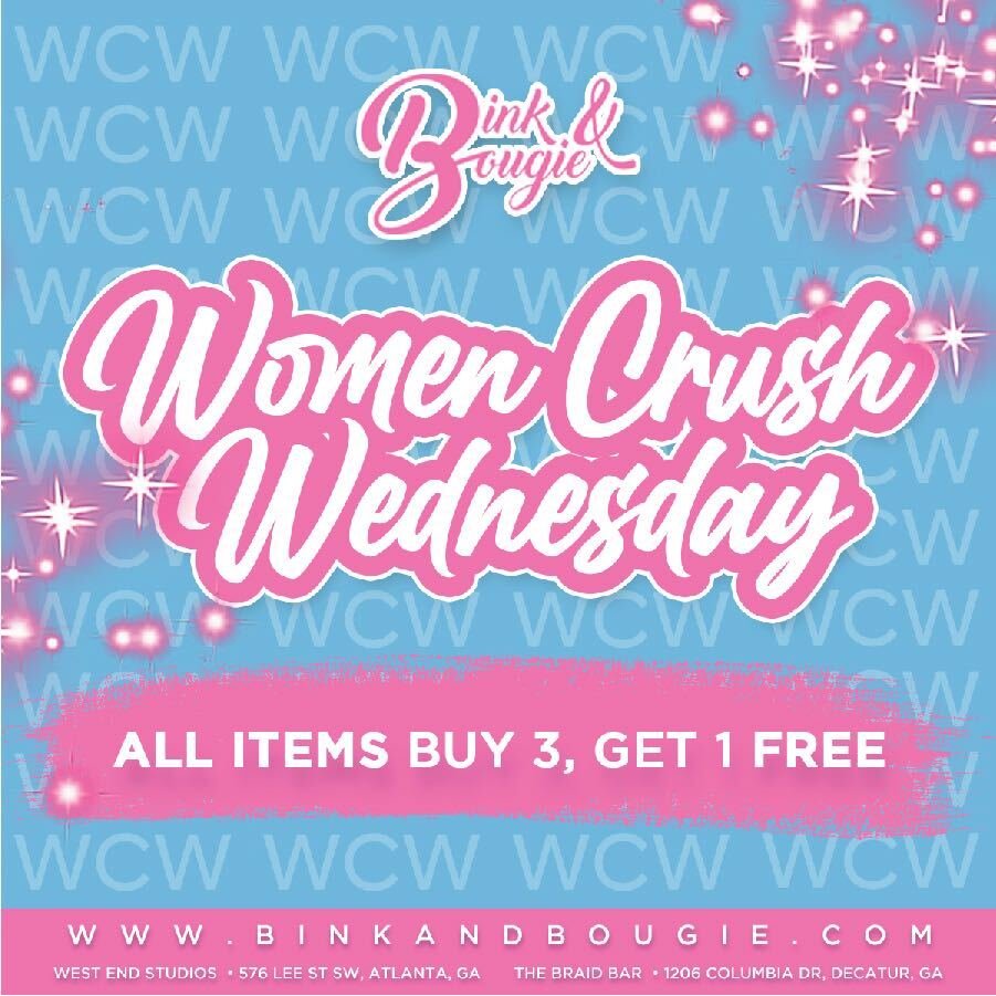 Wednesdays just got a whole lot more stylish! ✨👗 Join us at our Chattahoochee location for an exclusive WCW offer: Upgrade your wardrobe with Buy 3, Get 1 Free on all clothing items. It's time to rock those outfits and conquer the day! 💃🛍️ 

#binkandbougie #atlboutique