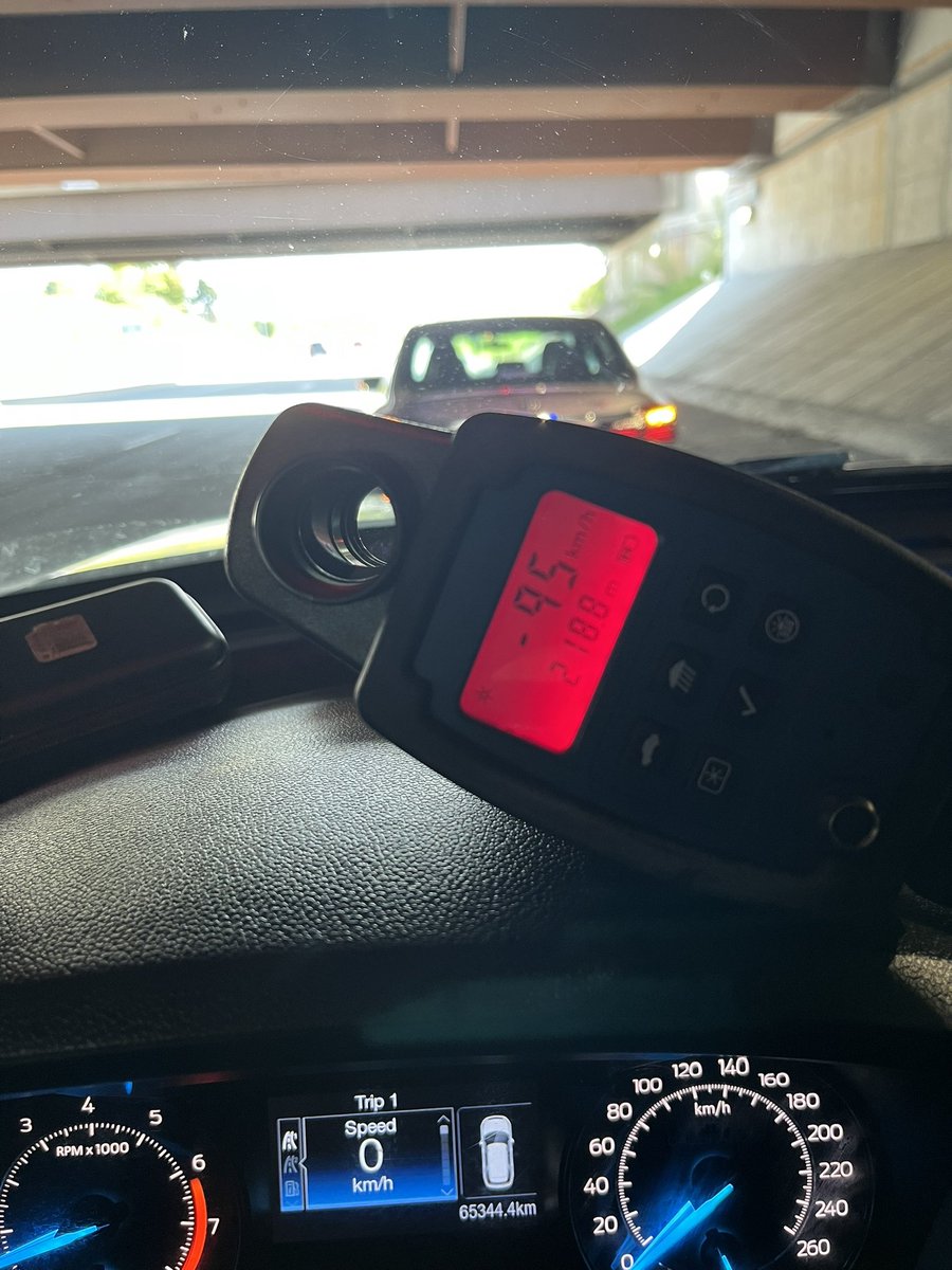 HRPS_Comm's tweet image. DYK that Police can measure a vehicle’s speed as it moves away from the officer’s location, not just approaching? This driver passed a stopped officer at 95km/hr in a posted 69km/hr zone. Driver was stopped and charged. #SafeStart ^JW
