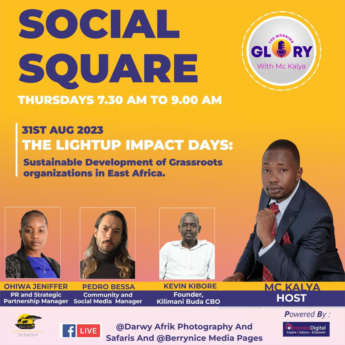 LightupImpact's tweet photo. 🎙️Tune in TOMORROW:
Morning Glory show
7.30-9.00am
Facebook Live
Our team members take the airwaves to discuss the transformative impact of 🌍✨#ShiftThePower at the upcoming #LightupImpactDays.
Don't miss out on the conversation! #CommunityEmpowerment https://t.co/JYlkMeQNqg