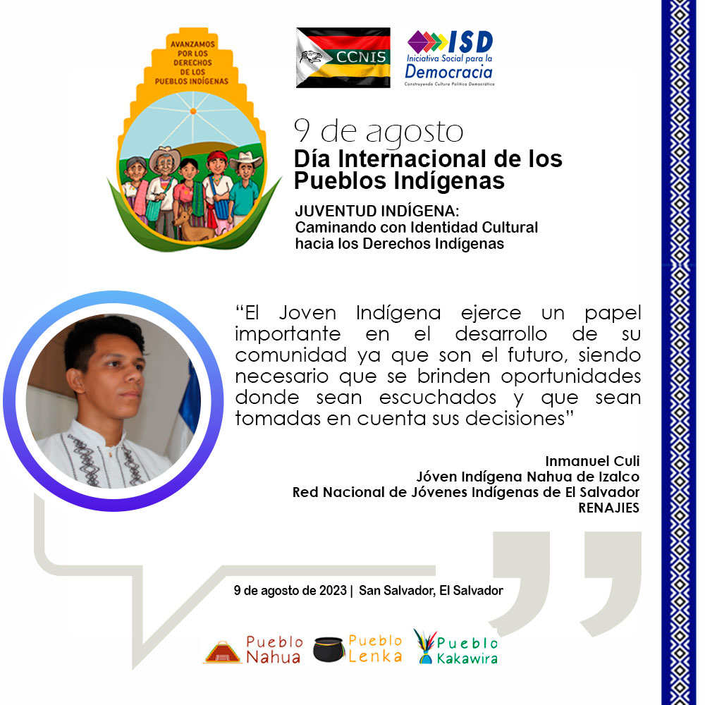 Como Pueblos Indígenas Nahua, Lenka y Kakawira, continuamos nuestros procesos para fortalecer nuestra Identidad Cultural y la reivindicación de los Derechos Indígenas en El Salvador

#SomosIndígenas
#JuventudIndígena