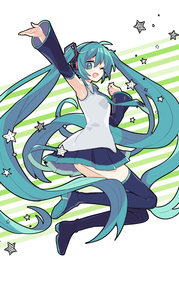 初音ミク「ミクさんさんお誕生日おめでとう～! 今回もネップリあります2枚目のアップのものに」|由杞のイラスト