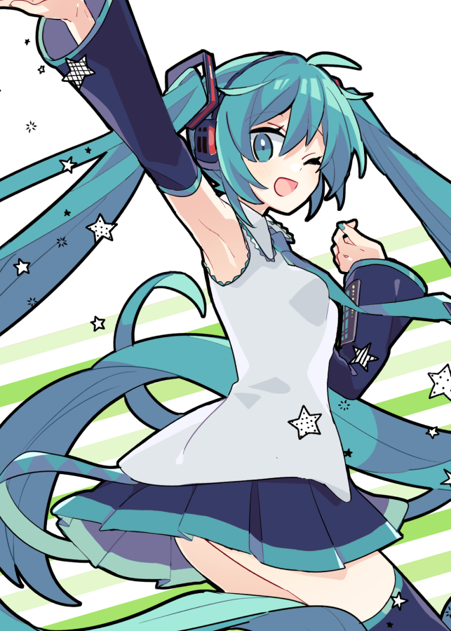 初音ミク「ミクさんさんお誕生日おめでとう～! 今回もネップリあります2枚目のアップのものに」|由杞のイラスト