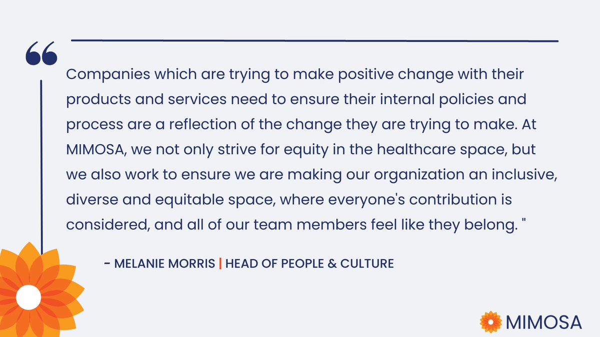 MIMOSAdx's tweet photo. When we asked our Head of People and Culture, Melanie Morris about what we are trying to build within the team at MIMOSA Diagnostics, here's what she had to say ๐
#TeamMIMOSA #MIMOSACulture https://t.co/IlkaAlDA6Q