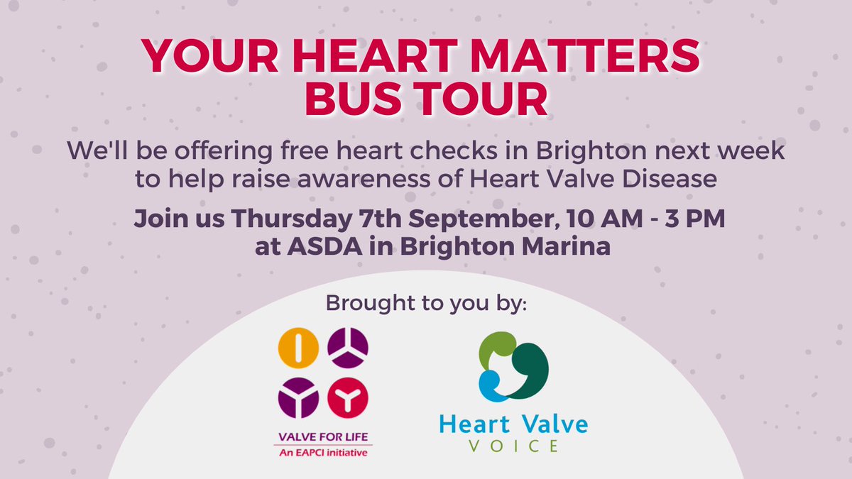 Important message! 📣

The #YourHeartMatters Bus Tour continues and next week our big blue bus will be at ASDA Brighton Marina giving out FREE Heart checks to the public. No need to book, just jump on board, it only takes a few minutes.

Please share to help spread the word 🩺