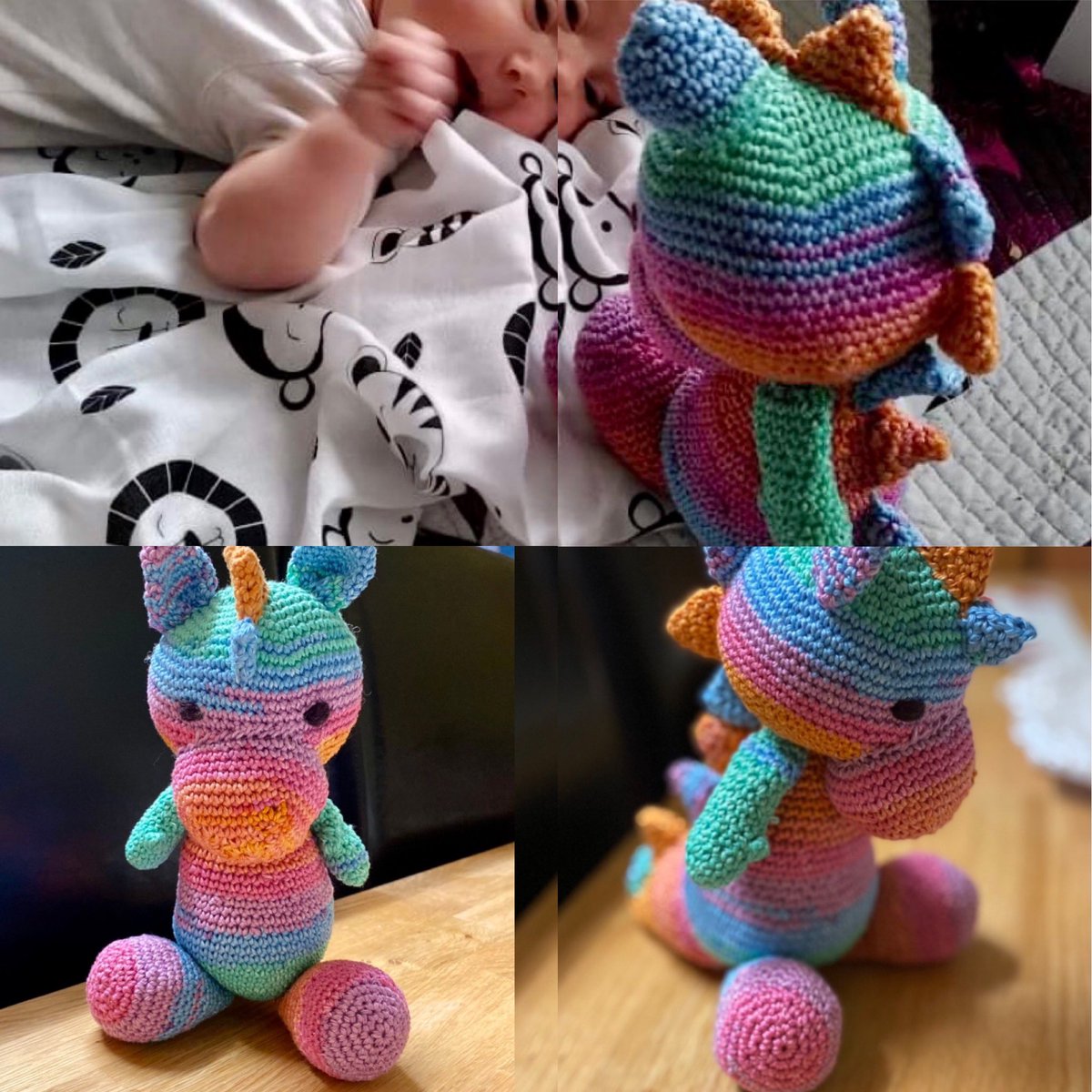 DesignsByJoT's tweet photo. @MHHSBD Not a very scary #dragon! 🐉 but I made this for my little Grandson #MHHSBD #crochetaddict #handmade #designsbyjot https://t.co/izTGpO09lo