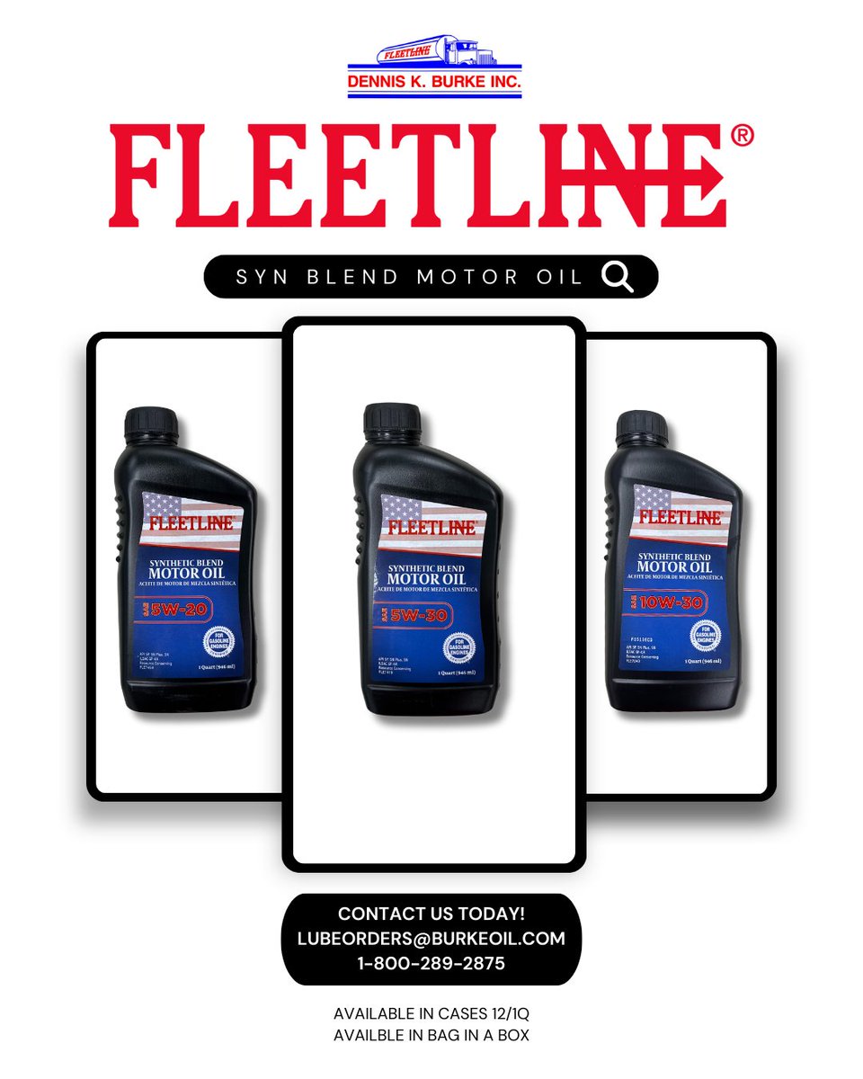 DennisKBurkeInc's tweet image. FLEETLINE Motor Oil Cases Now Available! Ready to hit the road? Whether you're cruising in a sedan or commanding a mighty truck, we've got the perfect engine lubricant for you! Don't compromise on the health and longevity of your engine. #MotorOil #PCMO #Fleetline