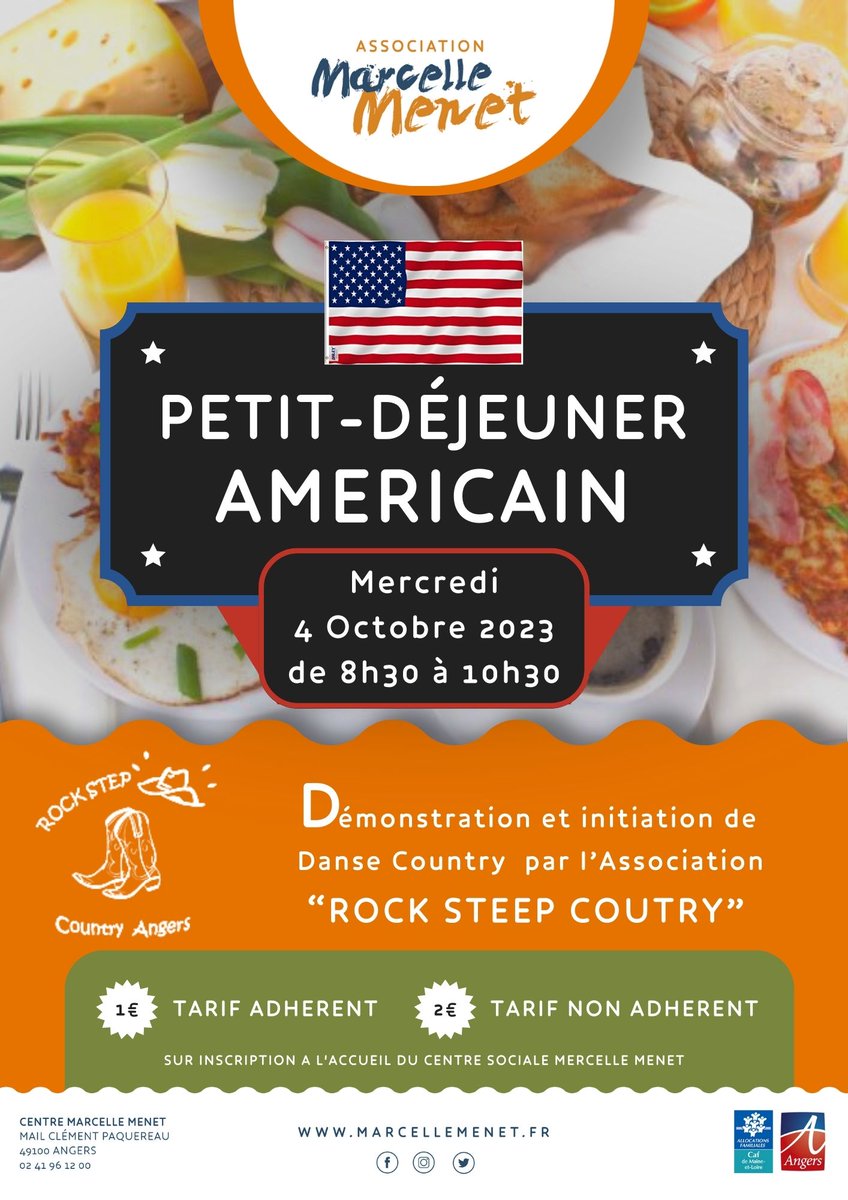 NE RATEZ PAS LE PETIT DÉJEUNER AMÉRICAIN DU 4 OCTOBRE - DÉMONSTRATION ET INITIATION SUR DES AIRS DE COUNTRY !!