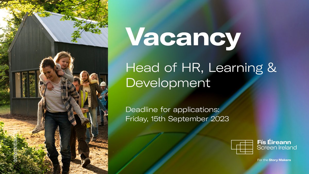 Screen Ireland is recruiting for a Head of HR, Learning and Development to join the agency. 📅 Deadline for applications: Friday, 15th September. For more information on the role and how to apply, click below. 🔗 screenireland.ie/about/vacancie… #jobfairy #irishfilm