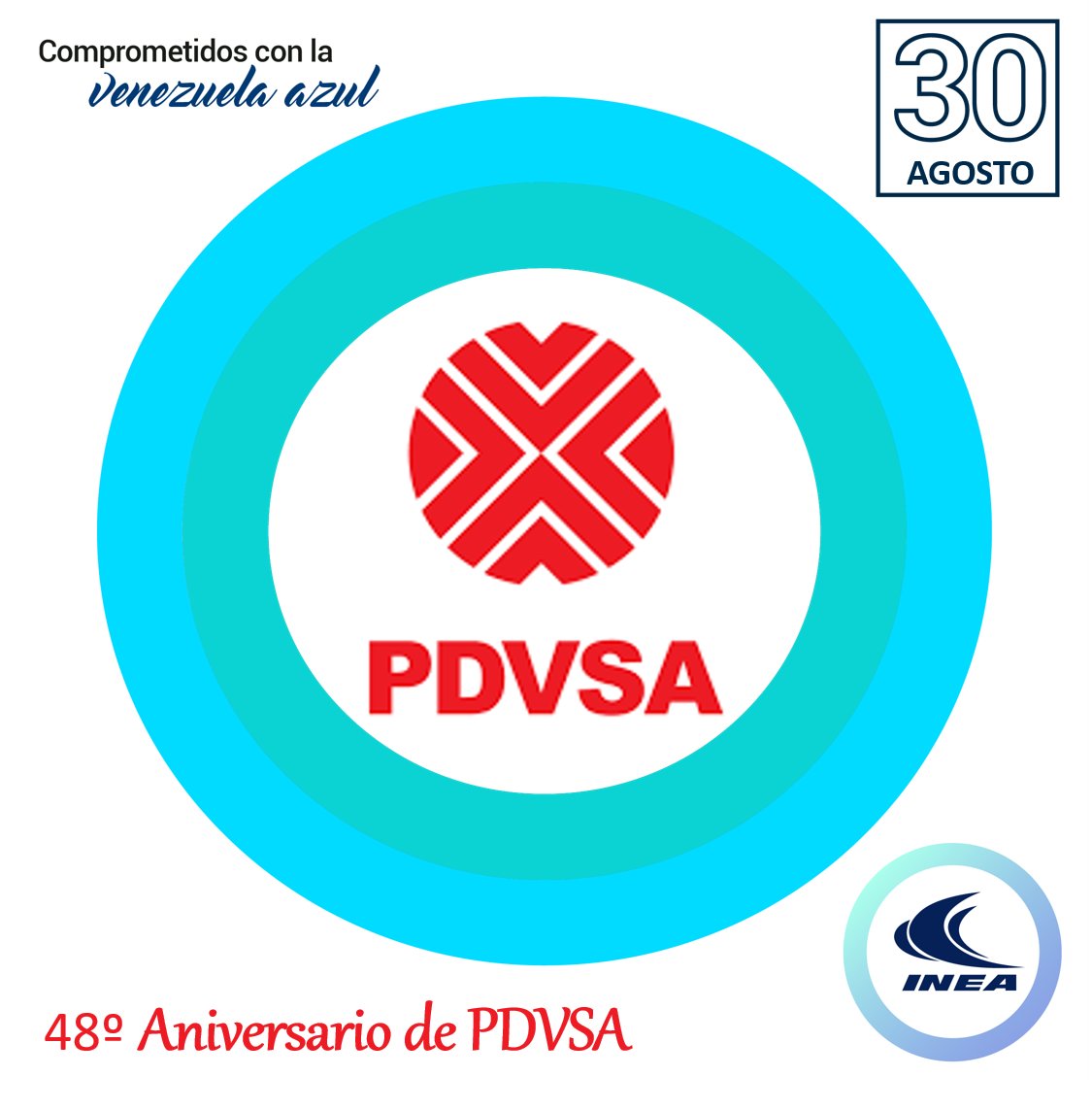 #30Ago ¡Felicidades PDVSA!👏  

Tal día como #Hoy nuestros hermanos de <a href="/PDVSA/">PDVSA</a> celebran🎉 su aniversario 48, ejecutando actividades de producción, refinación, mercadeo y transporte del petróleo venezolano, así como negocios de orimulsión, química, petroquímica y carbón.