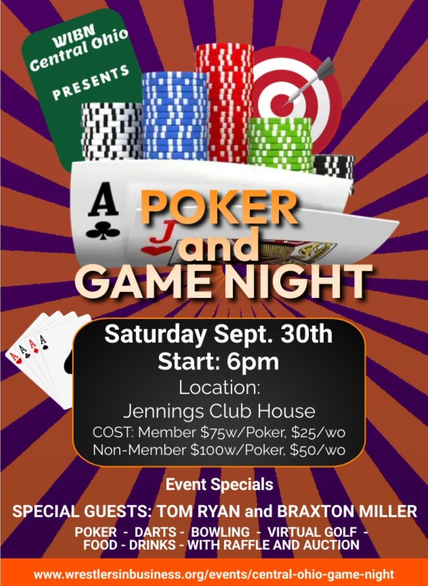 Join us for a fun night with business leaders and wrestlers. 

Special guests include Tom Ryan and Braxton Miller.

Proceeds will go to help Sammy get right back into it. 

This is what we do

wrestlersinbusiness.org/events/central…

<a href="/WrestlersInBus/">WIBN National</a> 
<a href="/Buckeye158/">Thomas Ryan</a>
<a href="/BraxtonMiller5/">BRAXTON MILLER</a> 
<a href="/sammysasso/">Sam Sasso</a>
