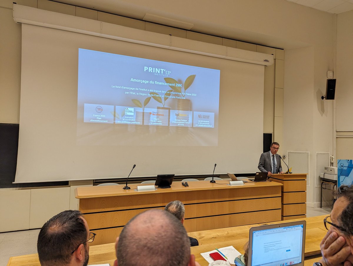 S_Louisia's tweet photo. Initiative Print'UP Institute @ITODYS_lab possible grâce aux financements @sup_recherche @iledefrance et @univ_paris_cite via l'AAP SESAME Filières France 2030. Une subvention d'1M€ pour développer la filière électronique imprimée pour la santé en IDF. https://t.co/yRlFSXnAW6