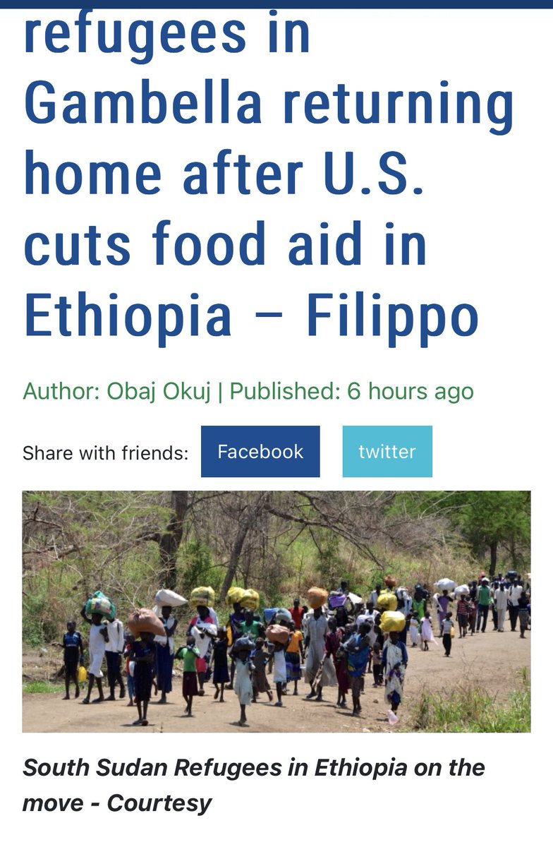 JekapOmod's tweet photo. #South_Sudanese refugees are returning home after the U.S cuts food aid in #Ethiopia. 

#S_Sudan is safe and there’s no war in the country anymore. All the camps in #Gambella should have been closed down a long time ago. There’s no need for the Gambella people to continue being forced to host hundreds of thousands of refugees who are consistently killing and displacing them.
https://t.co/xJR9PwagvC