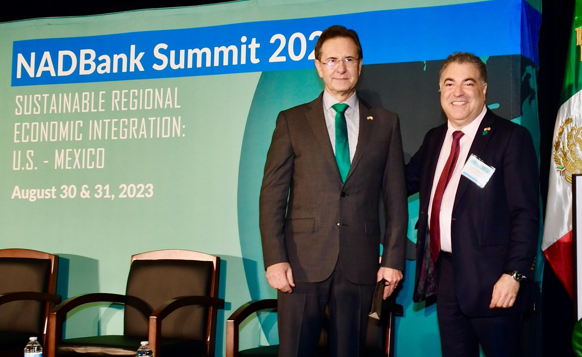 NADB_BDAN's tweet photo. "El NADBank ha demostrado ser un excelente líder en el fomento y financiamiento de proyectos innovadores de desalinización y saneamiento." - @emoctezumab #NADBankSummit2023 https://t.co/VthViTqiB2