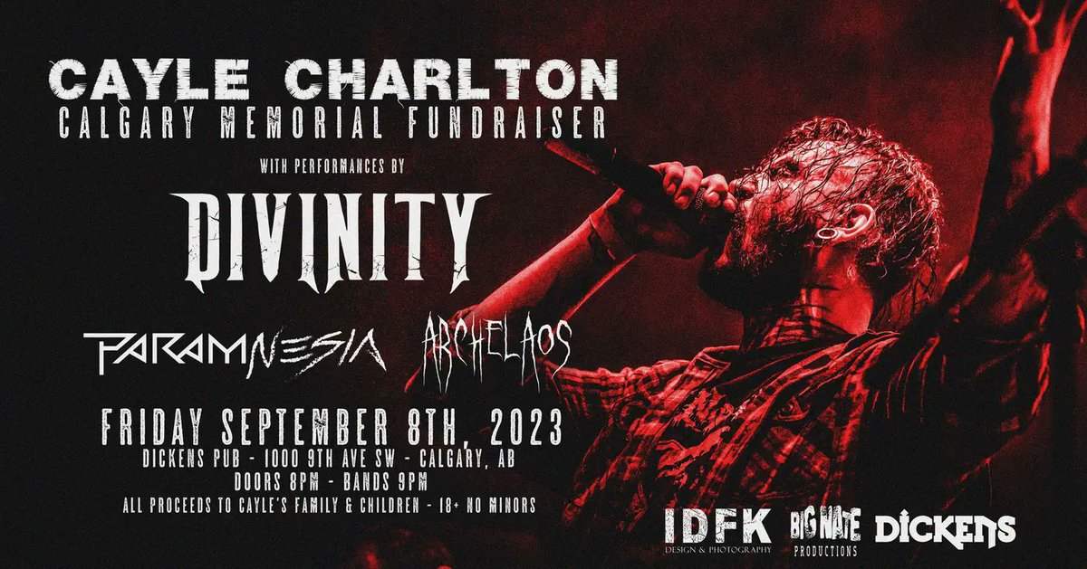 divinitymetal's tweet image. On July 17th, 2023, the metal community suffered a devastating loss with the sudden passing of Cayle Charlton, the lead vocalist of Param-Nesia. To honor his legacy and his love for metal, we invite you to join us on September 8th for a night of metal music and remembrance.