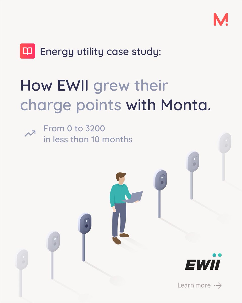 montadotcom's tweet photo. How do utility businesses benefit from using Monta?
Using Monta for 10 months, EWII has evolved fast and effectively in the EV #charginginfrastructure industry.
Now #EWII operates over 3,200 charge points across 146 cities, thanks to this partnership.
https://t.co/nz6CnDJ36R https://t.co/IVZHxZYwWq