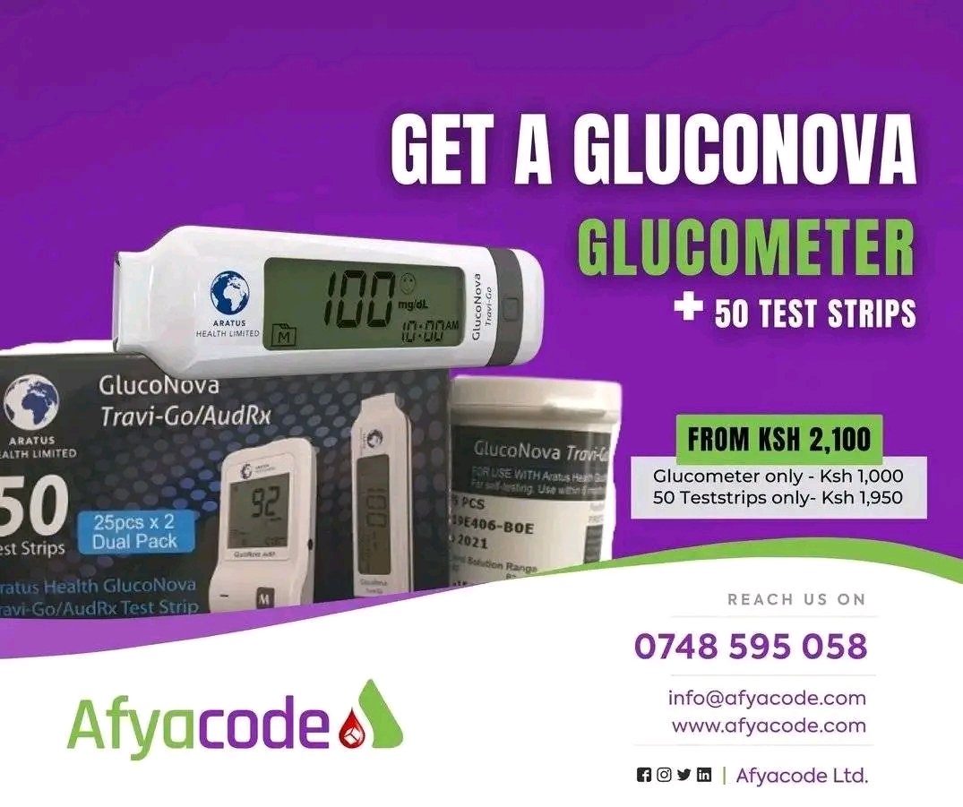 afyacode's tweet image. Get a Gluconova Glucometer and 50 Testsrips for only Ksh 2,100. Call to order via 0748 595 058 buff.ly/3KMUfBU #Glucometer #Teststrips #Afyacode