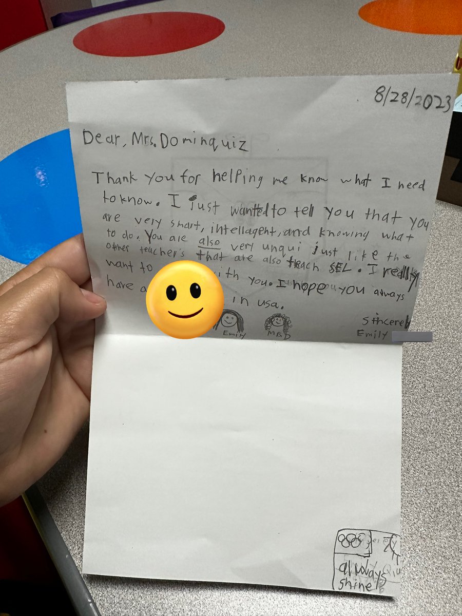 I walked into my room this a.m. to find this note. It was a great reminder why I do this job and why I LOVE it. To Emily, I feel honored I get to teach brilliant kids like you. You made my day! ♥️  <a href="/Naperville203/">Naperville 203</a> #Elevate203 #linguisticallygifted #ESL