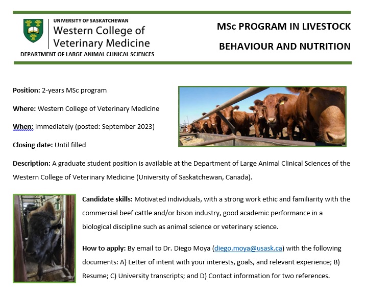 Diego (@diegomoyasask) on Twitter photo We are hiring! Please share this information as you see fit: shorturl.at/xEGLO <a href="/WCVMToday/">WCVM Today</a> <a href="/LFCE_usask/">Livestock & Forage Centre of Excellence</a> <a href="/agbiousask/">USask AgBio</a> <a href="/usask/">U of Saskatchewan</a> <a href="/BeefResearch/">Beef Cattle Research</a> <a href="/Gregpenner3/">Greg Penner</a> We are hiring! Please share this information as you see fit: shorturl.at/xEGLO <a href="/WCVMToday/">WCVM Today</a> <a href="/LFCE_usask/">Livestock & Forage Centre of Excellence</a> <a href="/agbiousask/">USask AgBio</a> <a href="/usask/">U of Saskatchewan</a> <a href="/BeefResearch/">Beef Cattle Research</a> <a href="/Gregpenner3/">Greg Penner</a>