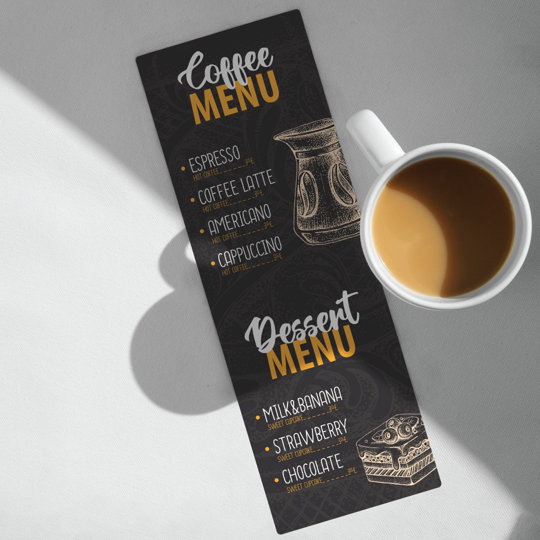 Just looking at this menu puts us at ease. A small coffee shop isn't complete without a gorgeous little menu like this one! Menus come in all shapes and sizes of course, but we might be a little partial to this one. hubs.li/Q01-d5KH0

#customproducts #menus #coffeeshop