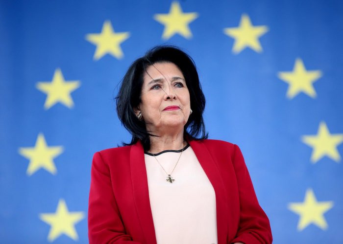 Shamemovement's tweet photo. President @Zourabichvili_S announced the commencement of meetings with European leaders to garner support for granting Georgia the status of a candidate country for EU membership. The presidential administration released this information on August 30.

According to their reports, the president was supposed to start meetings with European leaders with a visit to Berlin on August 31. However, the Georgian government declined to permit the president's visit to Ukraine and other countries. This decision is outlined in the statement issued by the government administration. 

Alongside Ukraine, the government also denied the president's visit to several European countries, namely Germany, Switzerland, Poland, Belgium, Denmark, Bulgaria, and the Czech Republic. Additionally, the government rejected the president's planned visits to the United Arab Emirates and Israel.