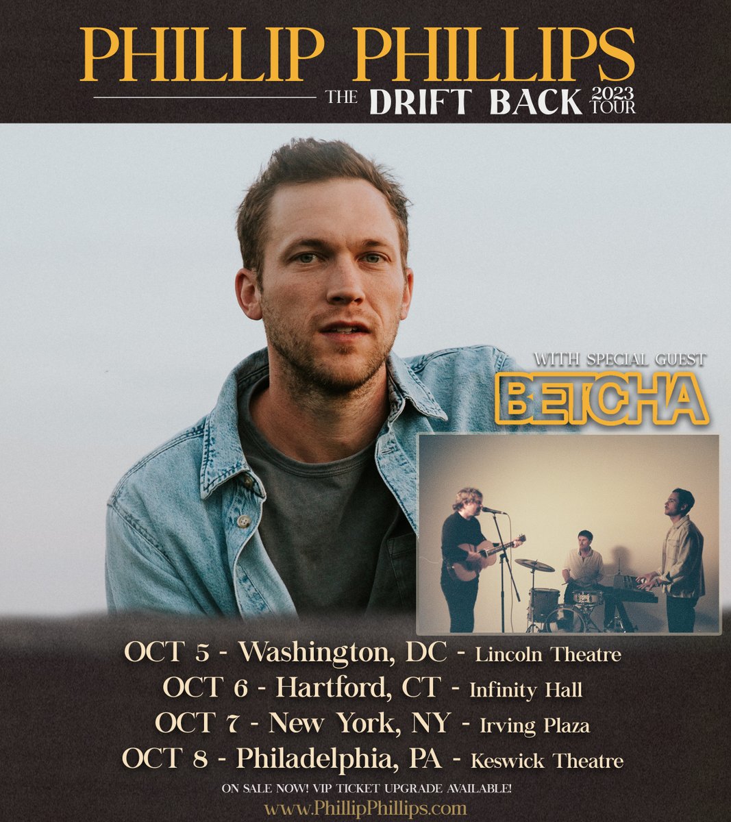 Phillips's tweet photo. Just when you thought the Drift Back Tour couldn’t get any better…I’ve added in support from some amazingly talented artists who I’ve become fans of! Please welcome @JonahKagen, @abbyhollidayz  &amp; @betchaband to the lineup🌟

Grab tickets at https://t.co/KUkxNrR2aX! https://t.co/7sLBy7STx9