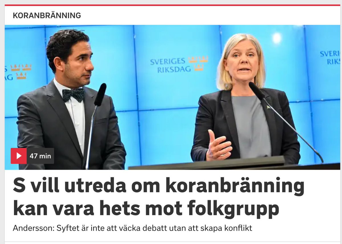 ollelonnaeus's tweet photo. Ulf Kristersson vill skärpa ordningslagen
Magdalena Andersson paragrafen om hets mot folkgrupp.
Går inte att komma runt att båda viker sig för påtryckningar från diverse religiösa fanatiker och diktatorer, från Hizbollah och al-Qaida till Erdogan. https://t.co/44hkwRP6R3