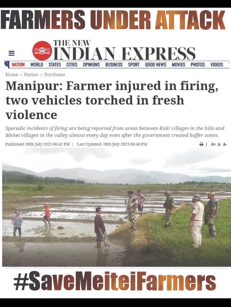 Farmer shot by Kuki militant sniper while farming? No safety for even farming? @IndianFarmers_ 
@NareshTikait 
#SaveMeiteiFarmers 
#SaveMeiteiSaveManipur 
#MeiteiHaiToVikasHai