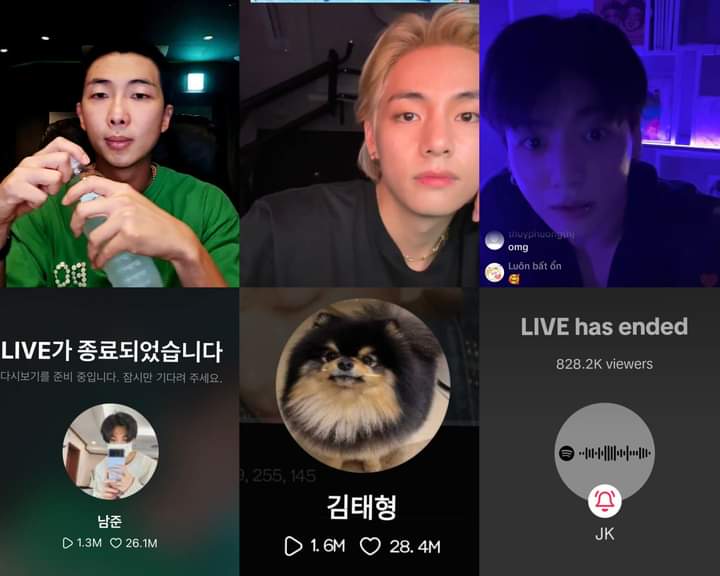 Lechugaax7's tweet photo. RM live.                  V Live.                 Jungkook Live. https://t.co/3lpILEDapw