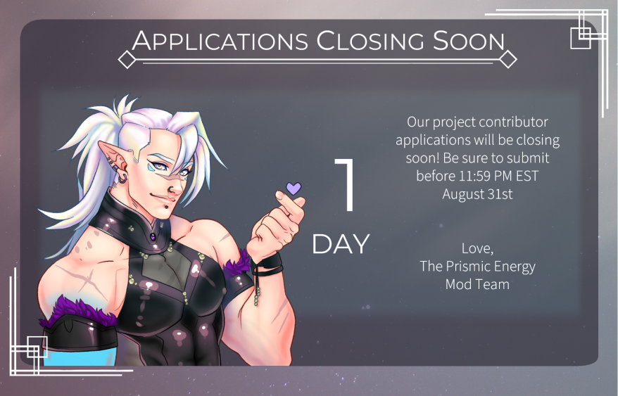 CrystalSKZine's tweet photo. Don't take this opportunity for granite! 

Only ONE DAY left to get those applications in for the Prismic Energy #sheith  Zine! 

Questions? Our website https://t.co/6VNlV4H3Lq has tons of great resources for you! Or DM to ask a mod!       

Apply here! https://t.co/rviZWIKdoD https://t.co/opttEOCdf4