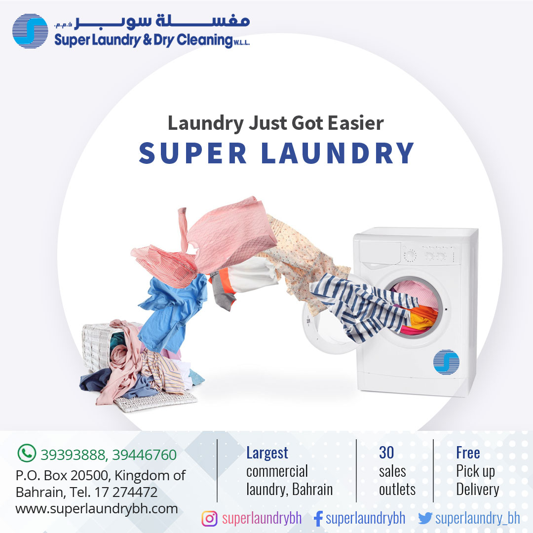 #Laundry just got easier. Call Super Laundry. #SuperLaundry, #Bahrain. Call us 17274472. WhatsApp 39393888, 39446760. superlaundrybh.com

#OnlineLaundry #LaundryOnline #BahrainLaundry  #Laundry #DryCleaning #homedeliveryservice #homedelivery #SuperLaundryAndDrycleaning