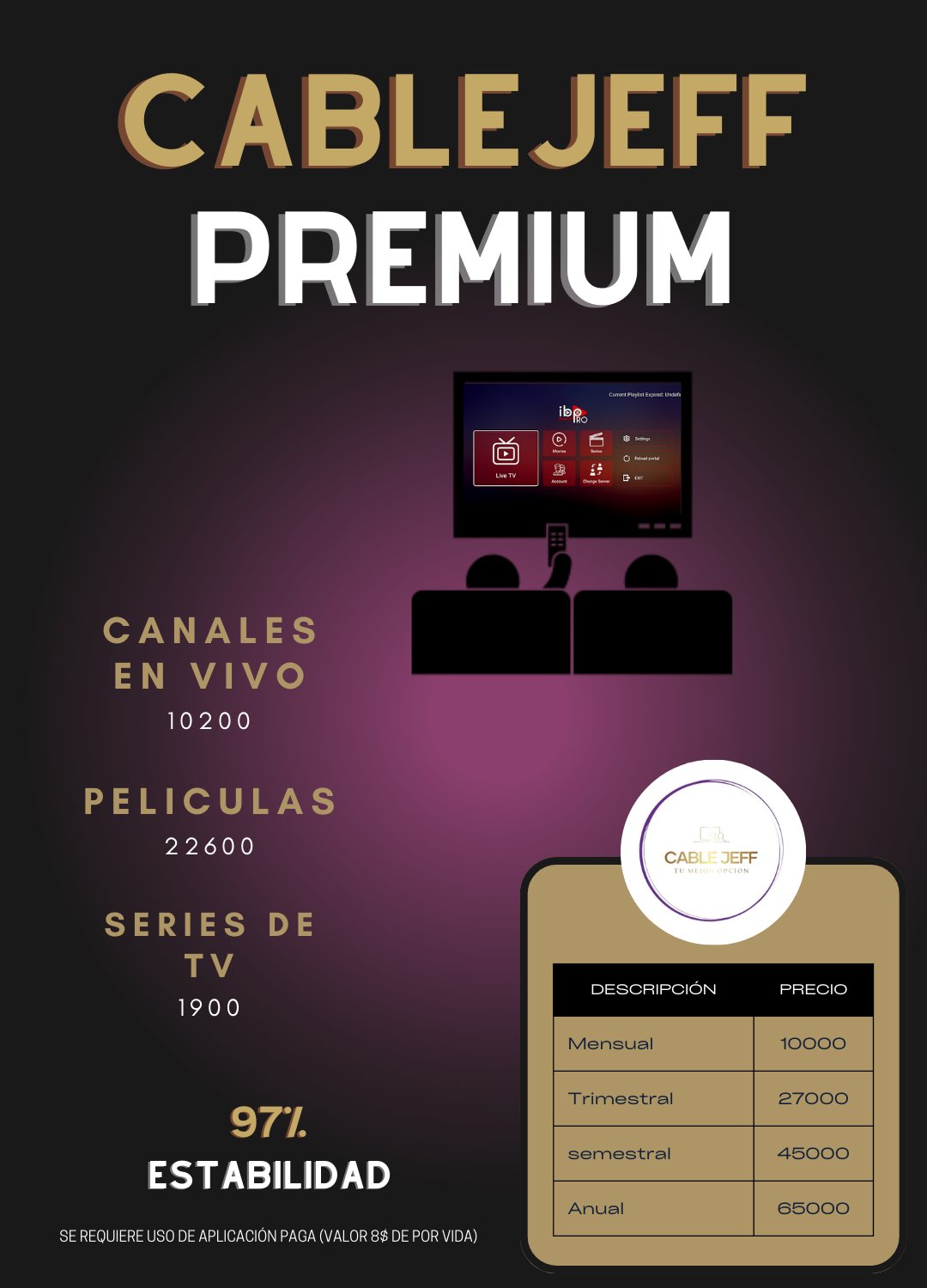 Servicio de IPTV Premium con 6 Mil Canales de TV. ¡Promo 2x3!