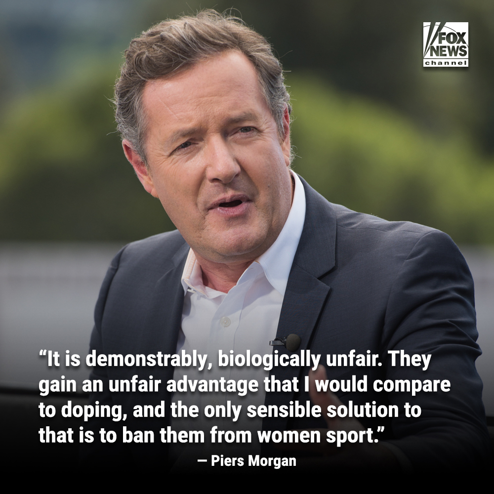 GAME ON: @piersmorgan says there is an “easy solution” to biological males competing in women’s sports after Karine Jean-Pierre called the issue “complicated.”