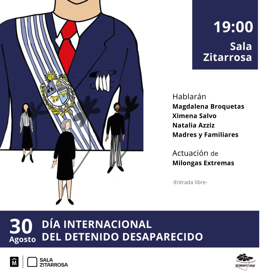 Cada 30 de agosto se conmemora el día internacional del detenido desaparecido. Con este motivo se realizará un evento para reflexionar sobre este tema que nos interpela como sociedad, la actividad será a las 19h en la sala Zitarrosa.
•
•
•
<a href="/famidesa/">Famidesa</a>
