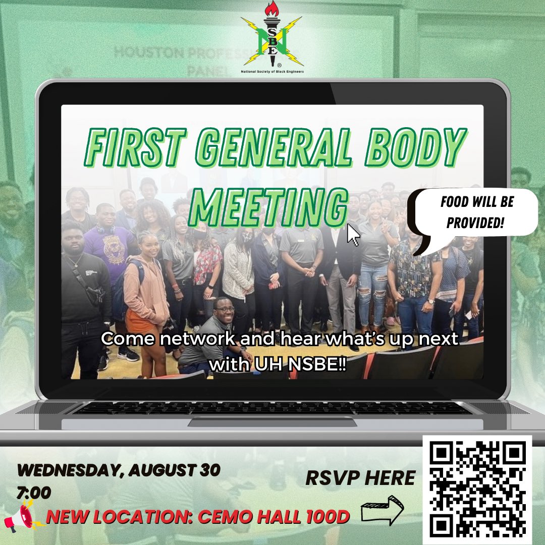 UH_NSBE's tweet photo. HEY NSBAE'S 👋🏽
It's that time of the year! We are so excited to announce our FIRST GBM &amp; can't wait to see all of your beautiful faces &amp; welcome our NSBE newbies to the community 🫶🏽😊

🗓️Date: Wednesday, Aug 30th 
⏱️Time: 7:00pm
📍New Location: CEMO Hall 100D

See you there! https://t.co/bcPSHpg5K9