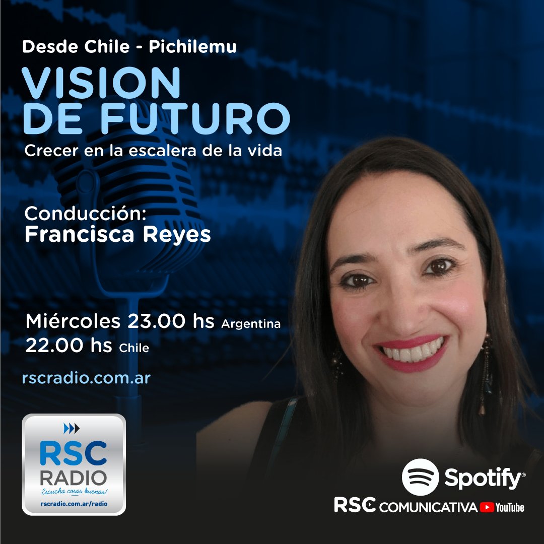 EN EL AIRE “VISIÓN DE FUTURO” desde Pichilemu Santiago de Chile, crecer positivamente en la escalera de la vida con la conducción Francisca Reyes junto a la mejor música. Escuchá: bit.ly/2ZHy9eH #escuchacosasbuenas