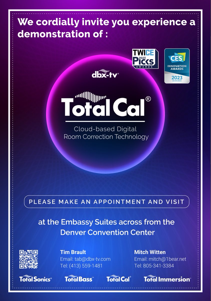 Are you attending the CEDIA Expo 2023? Reach out to make an appointment &amp; hear our award-winning Total Cal cloud-based room correction system!

#AudioEnhancement #SoundQuality #AITuning #RoomCalibration  #MusicLovers