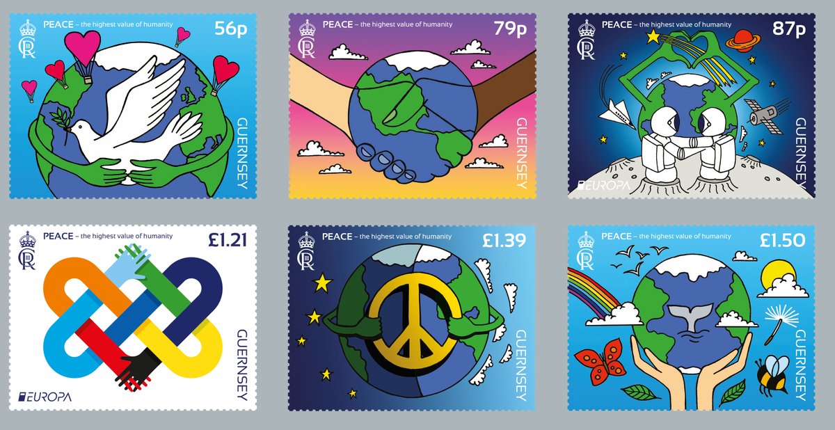 This year's @EUROPAstamps theme is #Peace, to show solidarity with #Ukraine. Our #stamps depict different images of peace and have been created by #Guernsey's @TwoDegreesNorth guernseystamps.com/new-issues/gue…