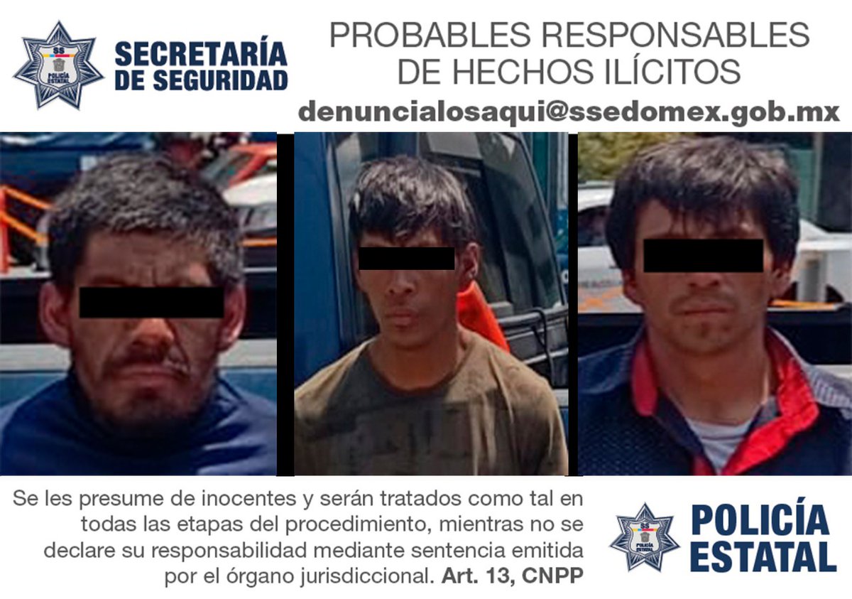 SS_Edomex's tweet photo. Tras una persecución, personal de la #SSEdoméx 👮🏻‍♀️👮🏿‍♂️ detuvo a tres hombres probables responsables del delito de robo a una bodega de material de aluminio y acero ubicada en #Toluca. https://t.co/5s4NP1pGwP