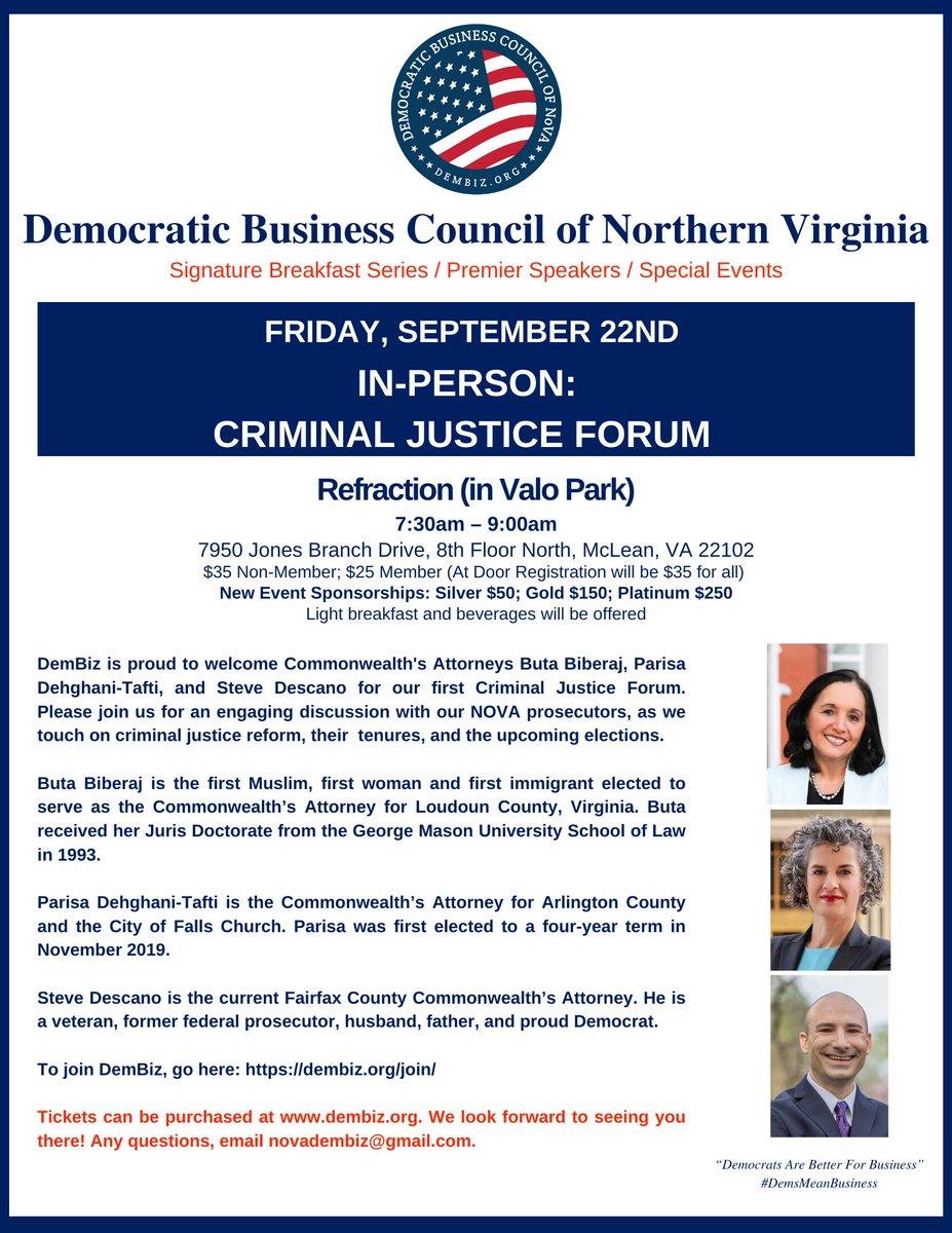 DemBizNoVA's tweet photo. equitable society. RSVP today and be part of the conversation that matters. Let's work together for positive change! #CriminalJusticeEvent #ReformForChange #CommunityForJustice
https://t.co/Z7No11B8Fu
See you there! 📷📷 https://t.co/aElfeMMfxW