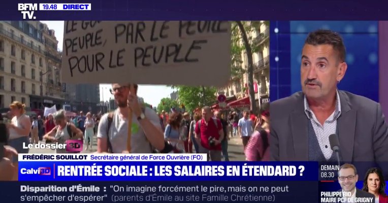 "Les rustines telles que les chèques énergie, chèques alimentaire..., ne sont pas des solut° face à l'#inflation et aux hausses de prix. La solution première est d'↗️  les #salaires". Frédéric Souillot était l’invité de l’émission #Calvi3D mardi 29 août >> force-ouvriere.fr/frederic-souil…