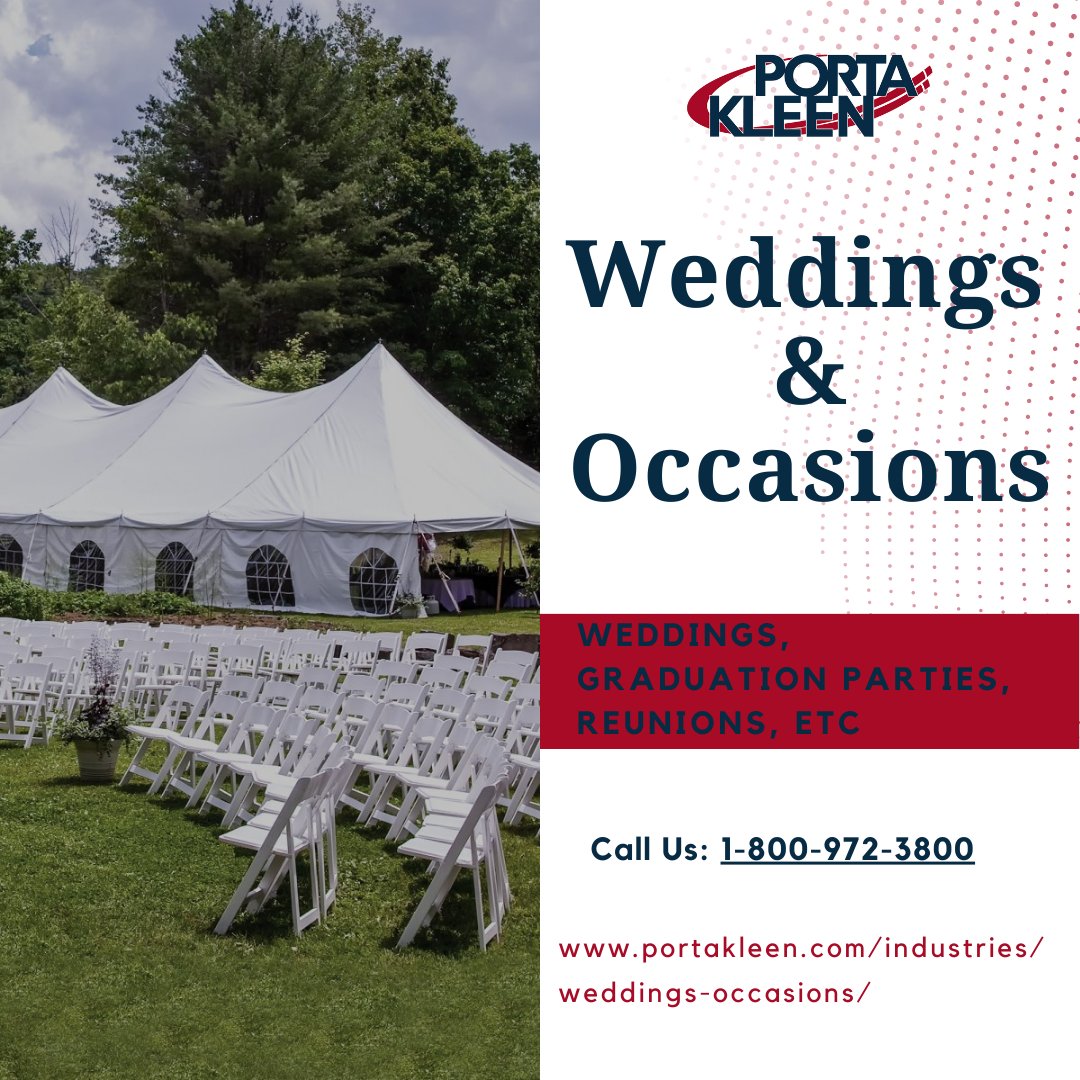Portakleen's tweet photo. Whether you are planning an intimate outdoor wedding or a multi-day family reunion, Porta Kleen understands the role that sanitation plays in the comfort of your guests.

https://t.co/2LRFatHhfa

#Wedding #Events #Parties https://t.co/yK9JK81bCN
