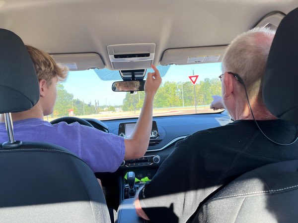 The Sandbergs are learning many driving skills from Coach Ray this morning in Drivers’ Ed class! #gojags #classof2027 #MarkofExcellence #MovingTheMark #CreateCollaborateCommunicate