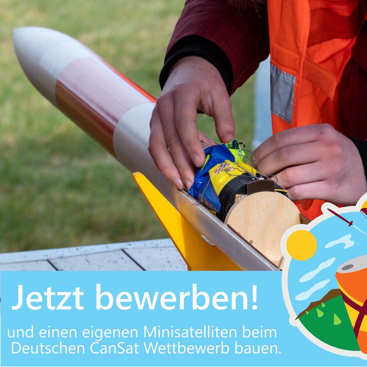 cansatde's tweet photo. Ein ganz besonderes Jubiläum steht an: Bis 02. Oktober sind Schülerinnen und Schüler ab 14 Jahren eingeladen, einen eigenen Mini-Satelliten beim zehnten Deutschen CanSat Wettbewerb zu bauen. Mehr Infos auf https://t.co/bSSimrc9Oe https://t.co/yXErWqeAKy
