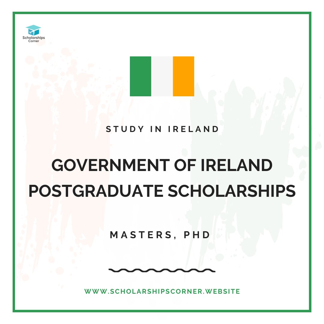 Government of Ireland Postgraduate Scholarships 2024 - Ireland Government Scholarships 

Link: scholarshipscorner.website/government-of-…

Programs: Masters and PhD

Deadline: 12 October 2023.

#ScholarshipsCorner #scholarships #scholarshipprogram