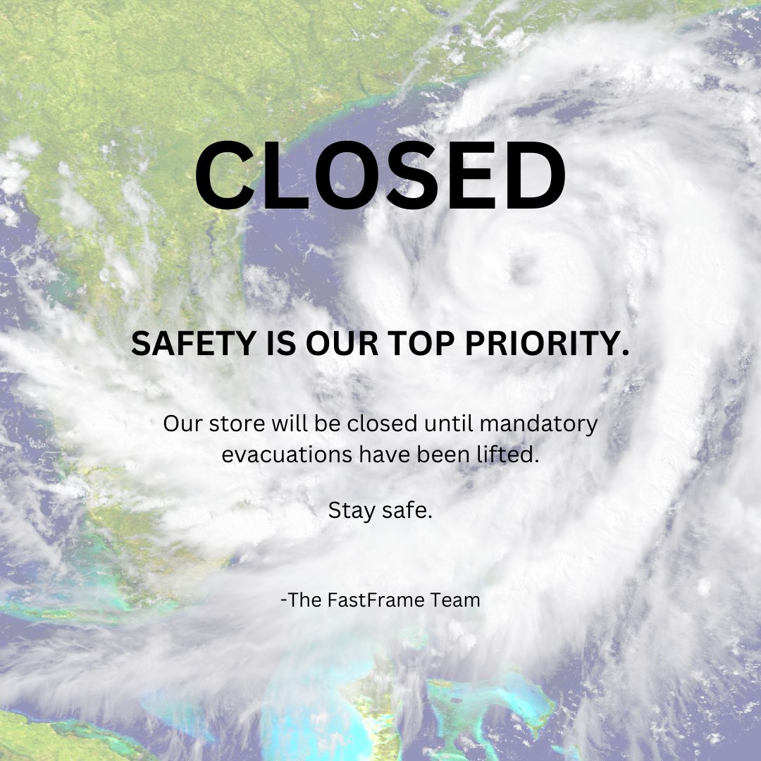 Fastframe575's tweet image. We will be closed for today and plan to reopen tomorrow, pending the weather. We hope you all stay safe.